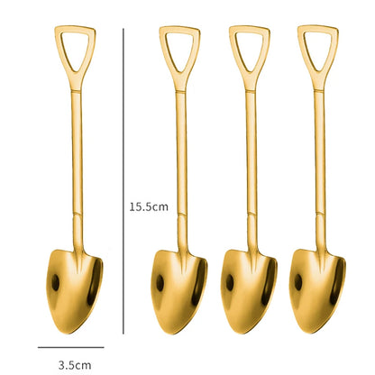 4pcs Stainless Steel Shovel & Point Spoons Set