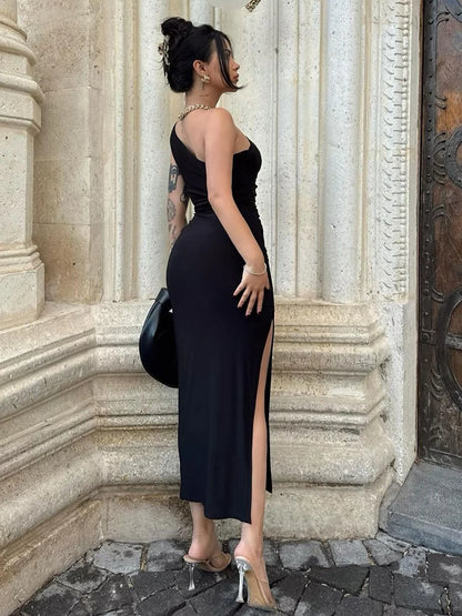 Sexy Split Sleeveless Backless Slim Maxi Dress
