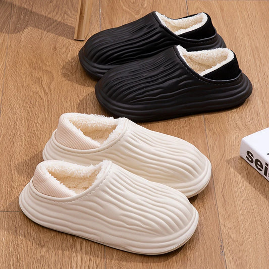 Winter Cotton Warm Non-Slip Thick Bottom Slides Soft Waterproof Slippers