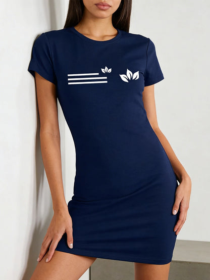 Short-Sleeved Round Neck Short Sleeves Casual Style Dress