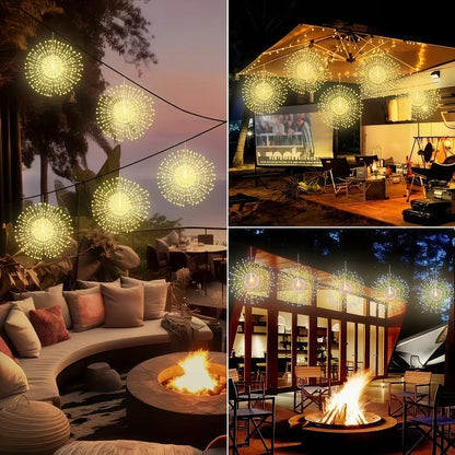 4/5pcs Solar Hanging Firework Lights for Eaves Solar Powered with Light Sensor Control