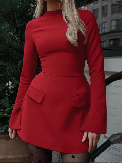 Dulzura Long Sleeves Zipper Bodycon Mini Dress