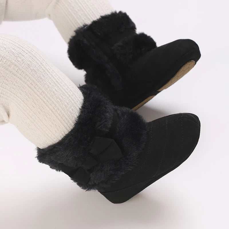 0-18M Winter Plush Comfort Snow Cute Bow Cotton Toddler Shoes