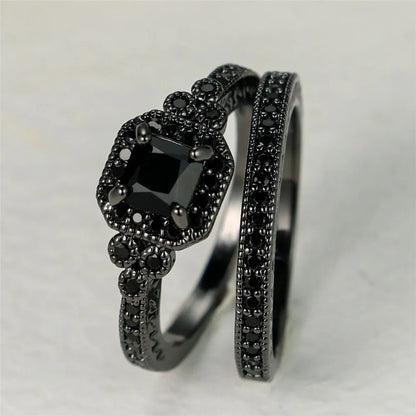Crystal Zircon Stone Engagement Ring Set