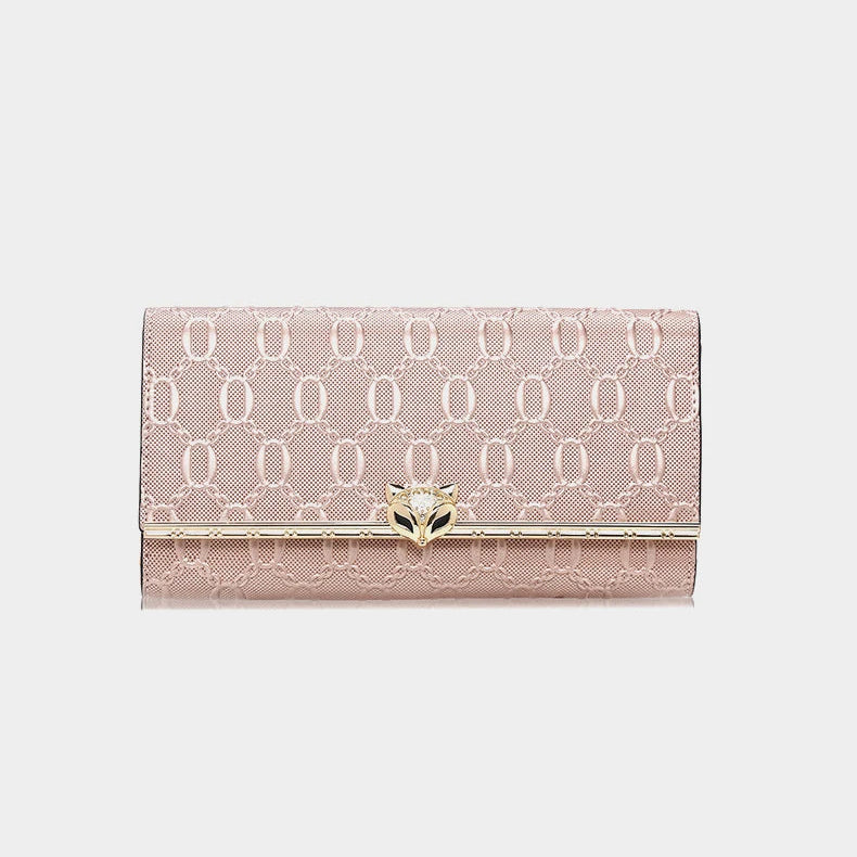 Split Leather Long Wallet Clutch Bag