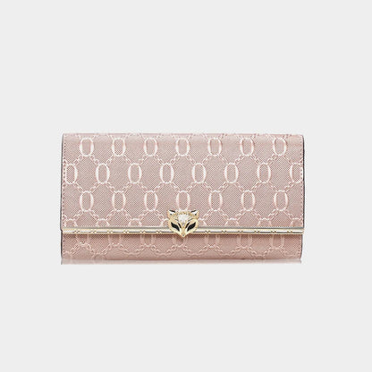 Split Leather Long Wallet Clutch Bag