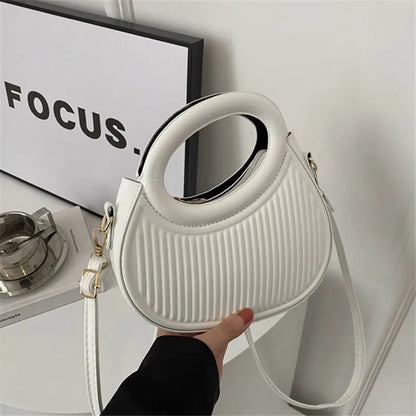 Chic Stripe Crossbody Elegant Synthetic Leather Handbag