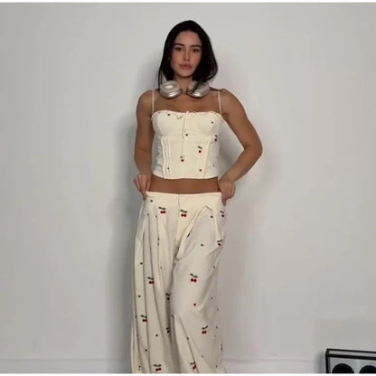 Sexy Print Vest Pants Beach Slash Set
