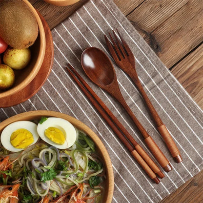 Japanese Wooden Spoon Fork Chopsticks Set