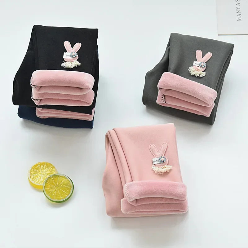 Cartoon Rabbit Cashmere-Style Leggings Baby Girl Pants