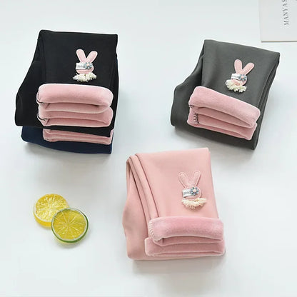 Cartoon Rabbit Cashmere-Style Leggings Baby Girl Pants