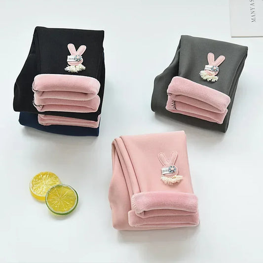 Cartoon Rabbit Cashmere-Style Leggings Baby Girl Pants