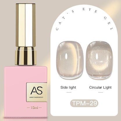 15ml Peachy Whimsy Pink Cat Eye Gel Nail Polish Glitter