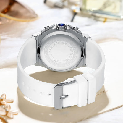 Diamond Dial Quartz Chronograph Luminous Waterproof Silicone Sports Watches