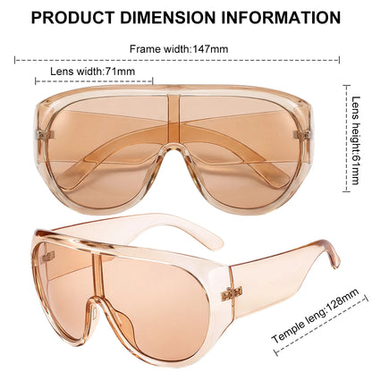Oversized Shield Mask Steampunk Big Frame Sunglasses