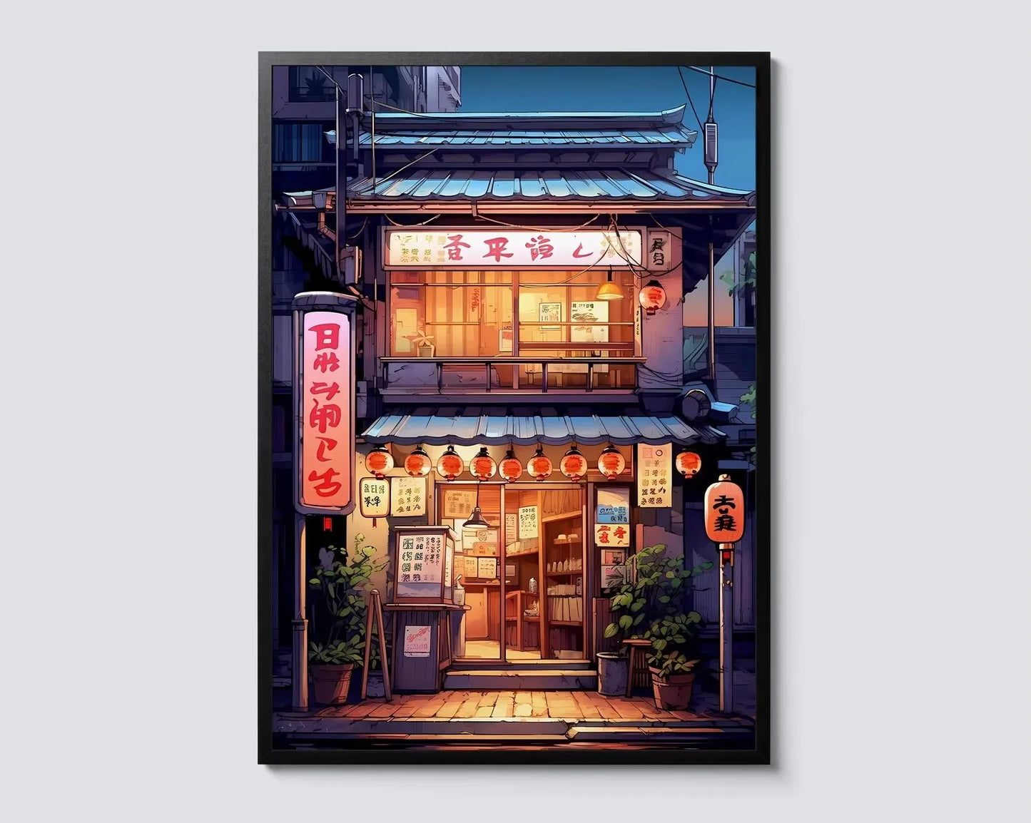 Japanese Tokyo Teahouse Cartoon Canvas Print