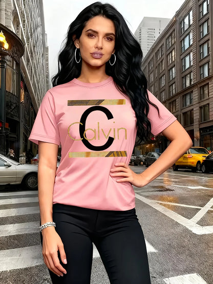 Calvin Letter Print Top T-Shirt