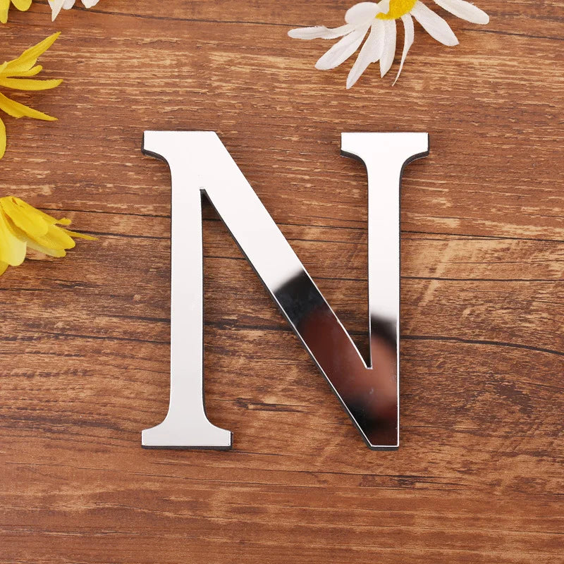 Silver Letter Acrylic 3D Mirror Wall Sticker