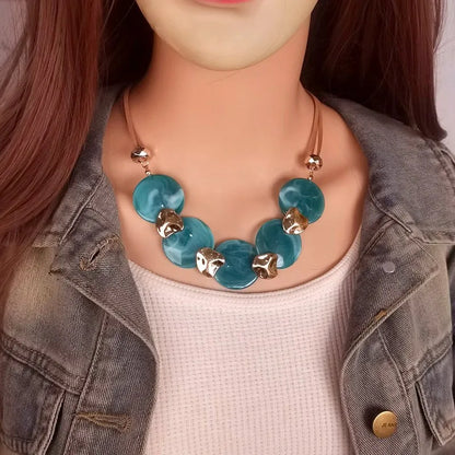 Bohemian Statement Acrylic Circular Pendants Necklace