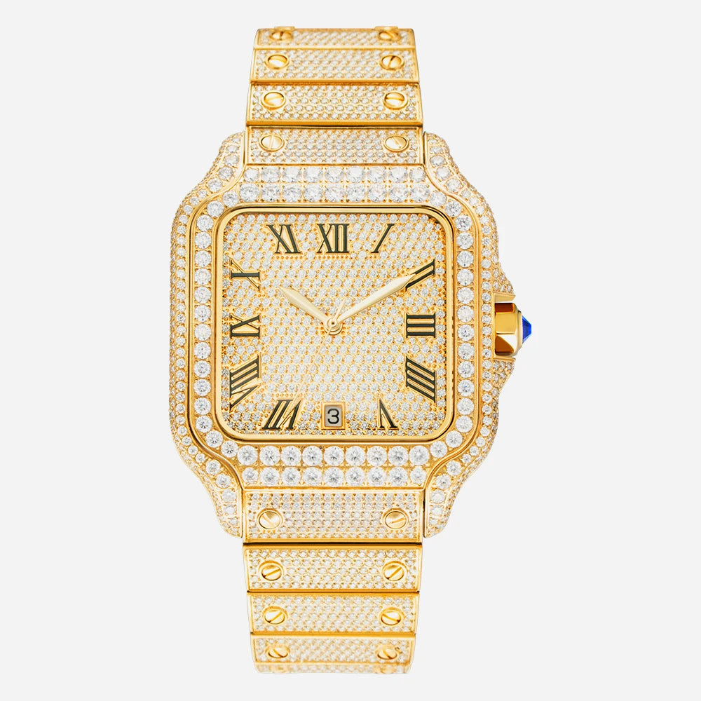 Luxury Gold Hip Hop Iced Out Automatic Diamond Watch