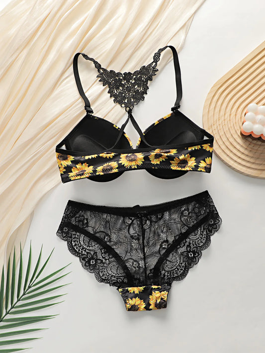 Front buckle chrysanthemum Sexy lingerie