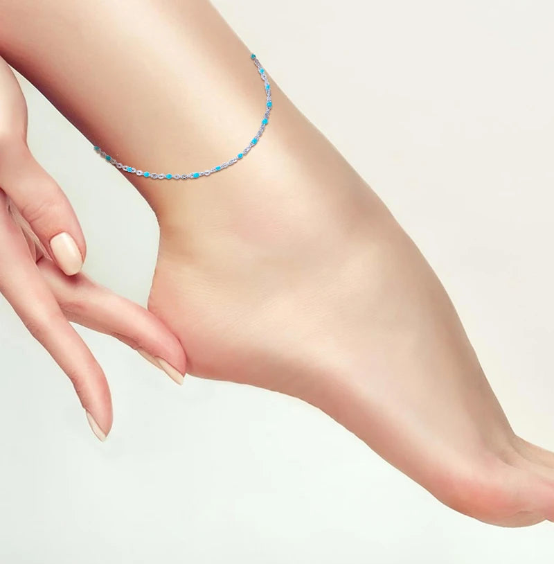 Bohemian Blue Green Yellow Beads Anklet Chains