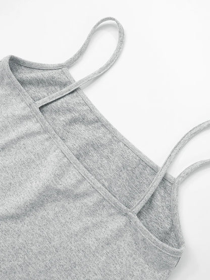 Conjunto casual diario con cuello en U y espalda descubierta