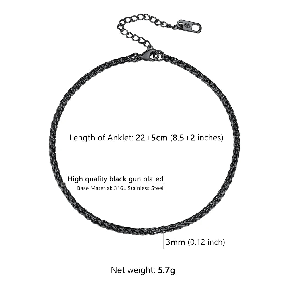 U7 Ankle Cuban Link Snake Figaro Bracelets