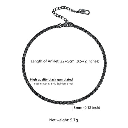 U7 Ankle Cuban Link Snake Figaro Bracelets