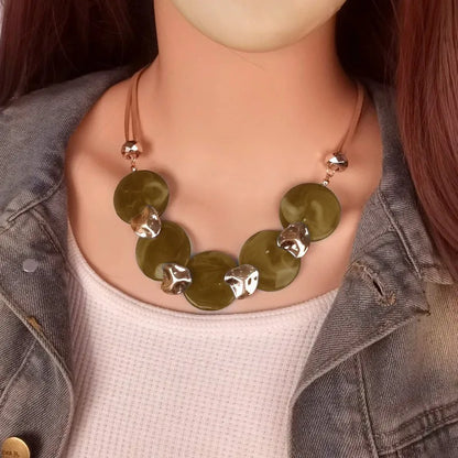 Bohemian Statement Acrylic Circular Pendants Necklace