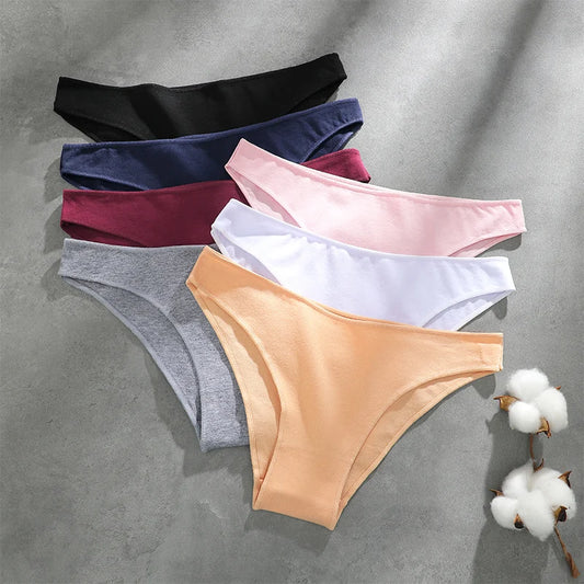 4PCS Seamless Cotton Panties Sexy Low Waist Underpants Lingerie
