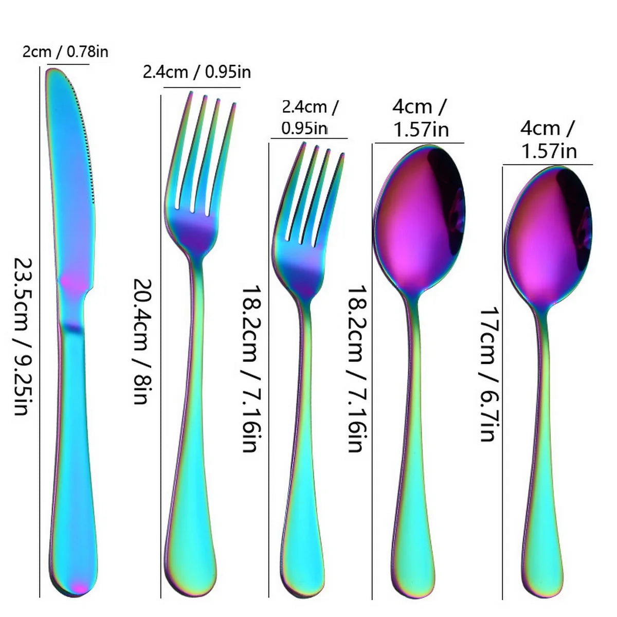 Blue Flatware Stainless Steel Cutlery Tableware Knives Forks Spoons Set