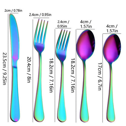 Blue Flatware Stainless Steel Cutlery Tableware Knives Forks Spoons Set