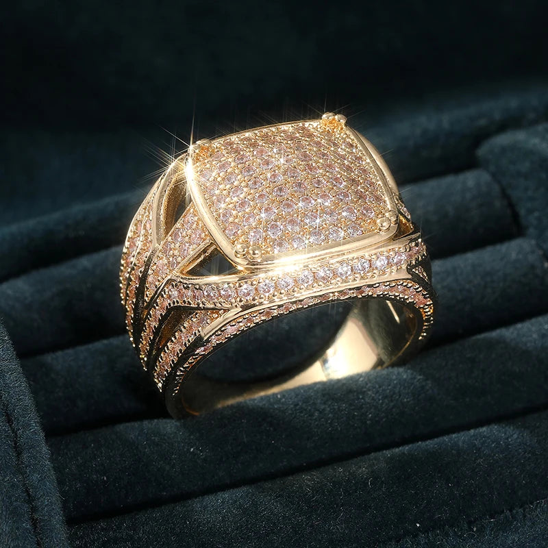 Exquisite Gold Color Inlaid White CZ Women Rings