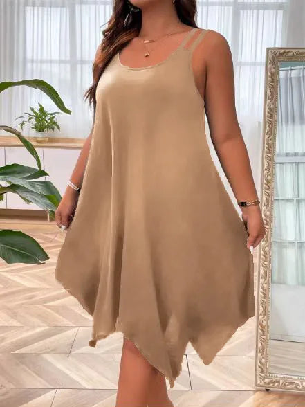 Plus Size Strappy Midi Sleeveless Dress