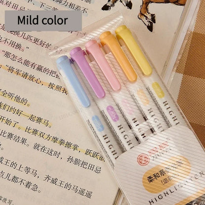 5 Colors/box Double Headed Highlighter Pen Set