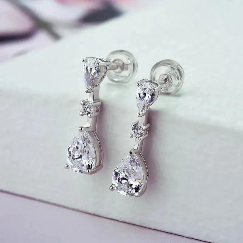 925 Sterling Silver Cubic Zirconia Drop Earrings