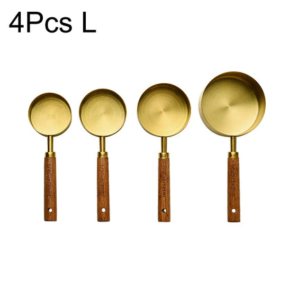 Wooden Handle Stainless Steel Measuring Cups Spoons