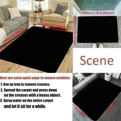 Black Wood Grain Printed Area Pad Soft Floor Pad