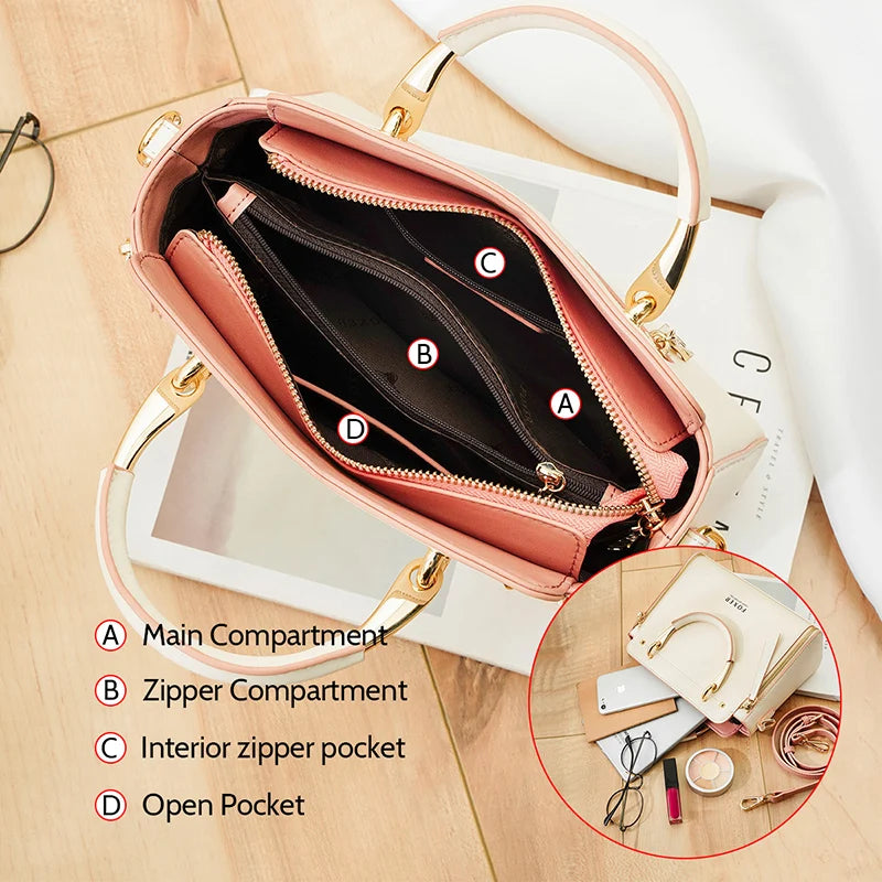 Split Leather Shoulder Elegant Large Tote Bag