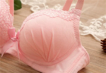 Girl Sweet Wireless Bra Lace Bows Underwear Sets