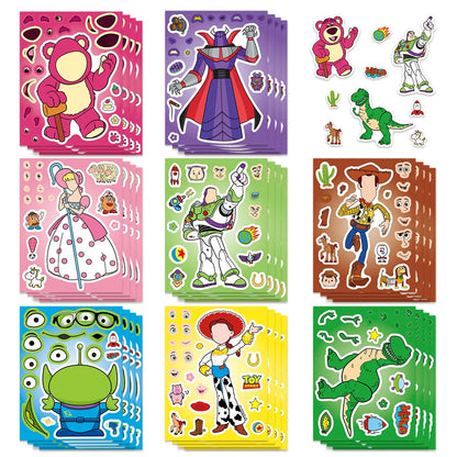 16Sheets Disney Toy Story 2 Puzzle Stickers Children Make a Face DIY Toys