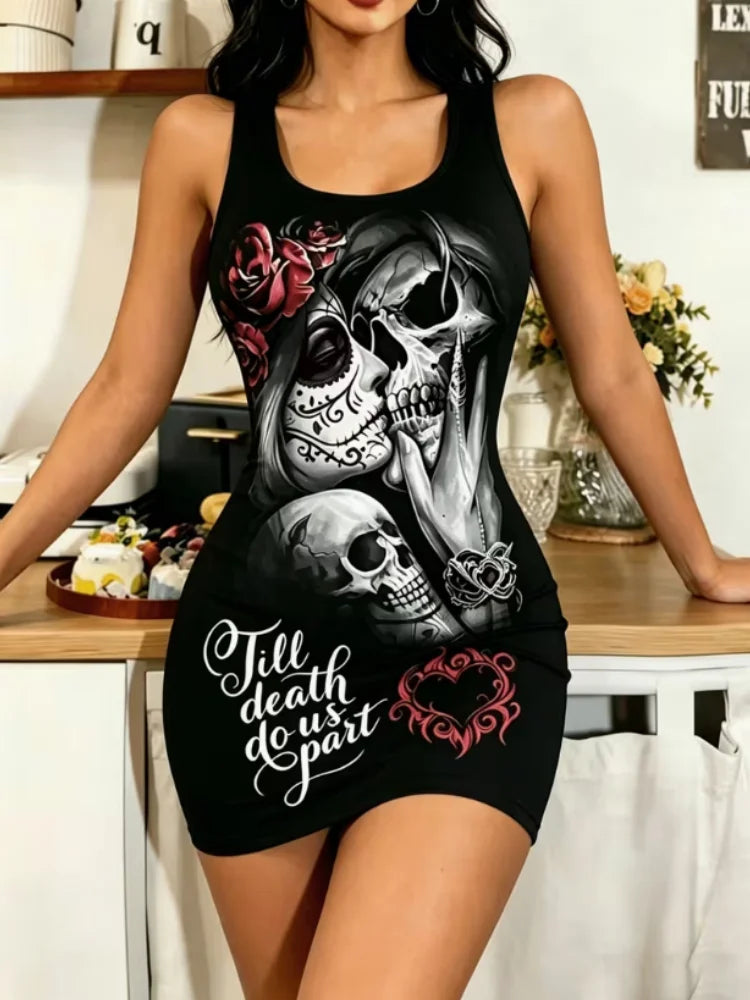 Casual Skeleton Cooling Shoulder Straps with Sleeves Off Shoulder Dress