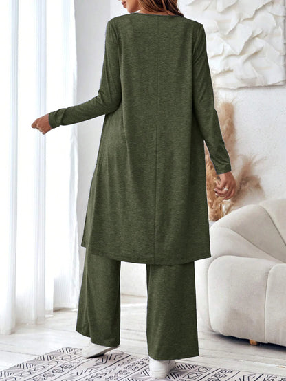 Casual loose three piece vest pants cardigan three piece set