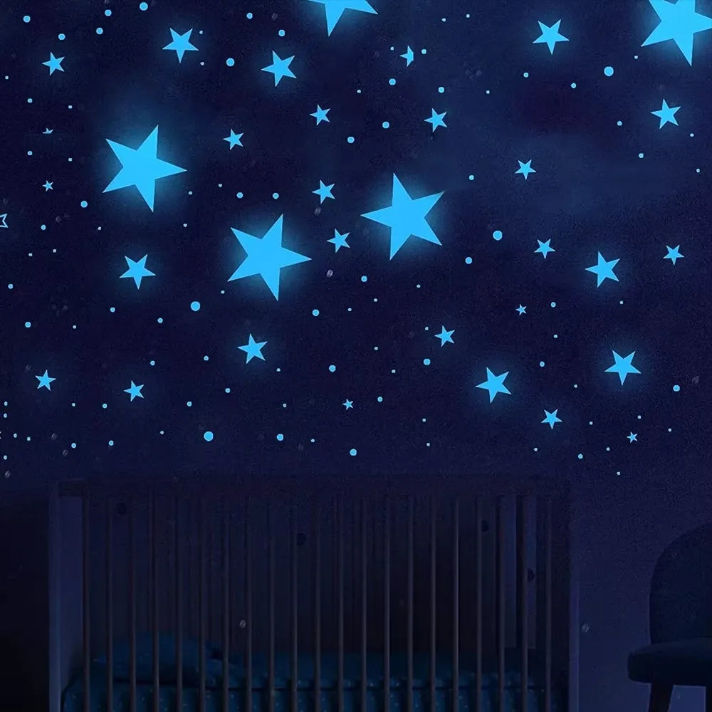 50/100pcs 3D Glow in the Dark Stars Moon Wall Stickers Luminous