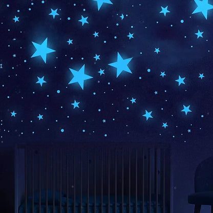 50/100pcs 3D Glow in the Dark Stars Moon Wall Stickers Luminous