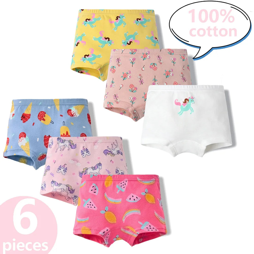 3/6 Pcs 100% Cotton Pretty Cartoon Boxer Set