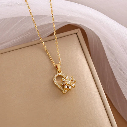 Heart Stainless Steel Zirconia Necklaces