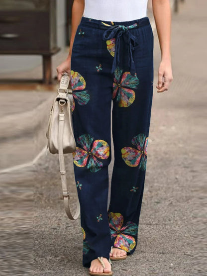 Casual Cotton High Waist Wide Leg Pants