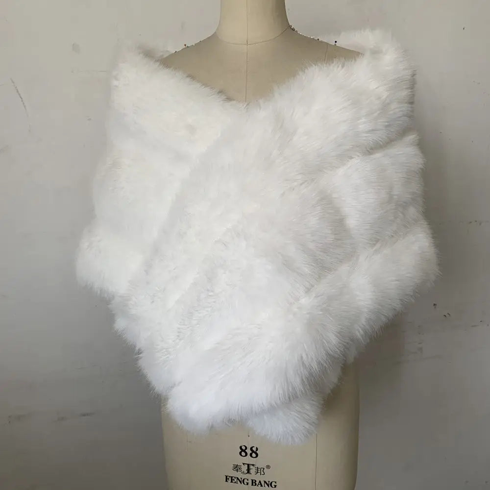 Faux Fur Soft Thick Bridal Wrap Shawl